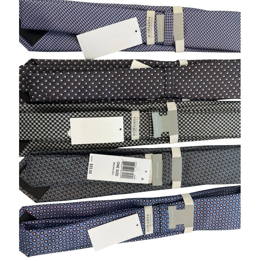 Perry Ellis Portfolio Men's Ties Classic business office casual Necktie Lot of 5